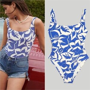 Madewell Women's XS Second Wave Square Neck One Piece Swimsuit Tropicale Floral